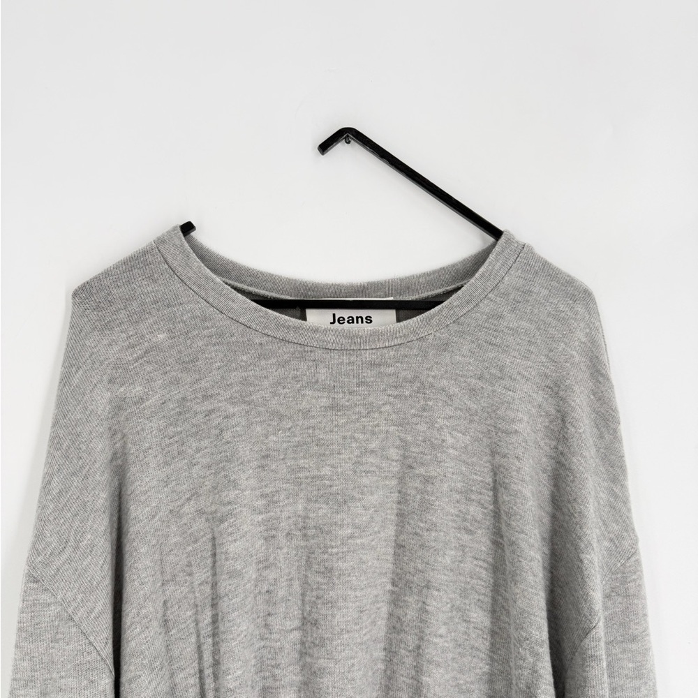 Reformation French Terry Knitted Crewneck Long Sleeve Braydon Dress In Grey